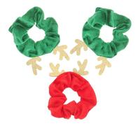 Cabilock Paquete de 3 Bandas de Goma Decorativas Cabello Diseño de Astas de Reno Color Aleatorio Accesorio Navideño para Mujer y Niñas Elásticos Cabello para Fiestas y Color Aleatorio