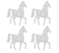 Cabilock Parche Termoadhesivo de Caballo Año Lunar Gemas de Imitación, 4 Piezas, para Decoración y Reparación de Ropa, Chaquetas, Vaqueros y Mochilas, Diseño Bordado Plateado