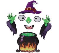 Cabilock Pegatina de Pvc para Puerta de Garaje Halloween Diseño de Cara de Bruja, Calcomanía Pequeña para Maletero de Coche, Adecuada para Fiesta y Adorno Exterior
