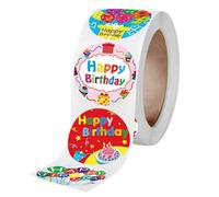 Cabilock Pegatinas de Cumpleaños Redondas 1 Pulgada (2.5 Cm), 500 Etiquetas Adhesivas para Sellado de Regalos y Decoración de Fiestas, Material Duradero para Manualidades y Embalaje
