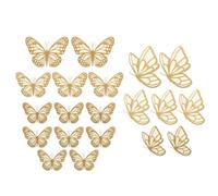 Cabilock Pegatinas de Pared Adhesivas 3D Mariposas Decorativas Dobles, Calcomanías Extraíbles de Papel para Decoración de Bodas y Fiestas, Color Dorado y Hielo, Decoración Hogar
