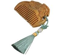 Cabilock Peine de Madera de Sándalo con Grabado de Flor de Loto Cepillo Desenredante para Cabello Seco y Húmedo Cepillo de Masaje Portátil para Mujer Adecuado para Viajes y Uso Diario