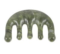 Cabilock Peine De Masaje Gua Sha De Jade Verde Oscuro, Mini Herramienta Para Cuero Cabelludo, Cepillo Portátil Para Hombres y Mujeres, Masajeador Capilar Para Uso Diario