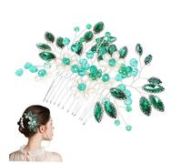 Cabilock Peine para Cabello Verde con Cristalinas Peineta Francesa Decorativa para Boda y Eventos Accesorio Artesanal con Perlas y Cristales Regalo Elegante para Mujer