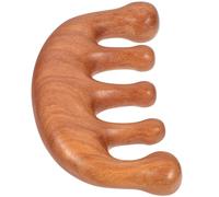 Cabilock Peine Raspador Guasha de Madera Verde 5 Dientes para Masaje de Meridianos y Puntos de Acupuntura Herramienta Manual para Aliviar Fatiga y Cuello Hombros y Piernas