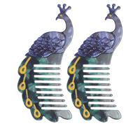 Cabilock Peines de Acetato Cabello Diseño de Pavo Real, 2 Unidades, Peines Laterales Antideslizantes para Moños y Recogidos, Accesorio Portátil para Peinar Cabello Rizado y Trenzas