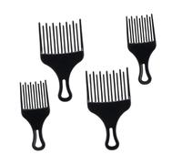 Cabilock Peines de Dientes Anchos de Plástico Negro Pack de 4 para Desenredar y Levantar el Cabello Afro, Fáciles de Llevar y Seguros Cuero Cabelludo en Viajes y Maquillaje