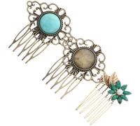 Cabilock Peinetas Vintage de Cristal para Novia 3 Piezas Tamaño Único Accesorio Cabello Boda y Fiesta Diseño Hoja Perlas y Piedras Decorativas