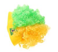 Cabilock Peluca Afro para Aficionados al Fútbol Fibra Esponjosa y Estilo Payaso para Ocasiones Deportivas y Fiestas Temáticas Bandera
