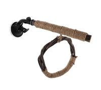 Cabilock Percha para Loros con Ventosa de Madera y Cuerda de Cáñamo, Columpio y Anillo Masticable para Estimular Actividad Mental y Física en Pájaros
