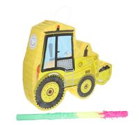 Cabilock Piñata de Excavadora Amarilla para Fiesta Infantil Juego de 2 Piezas Bate Decoración Divertida para Cumpleaños y Eventos Temáticos Accesorio de Papel Resistente y Colorido