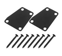 Cabilock Placa de Mástil para Guitarra Eléctrica 2 Unidades, Reforzada Metálica Negra con Tornillos, Accesorio de Montaje Durable y Compatible para Reparación y Ajuste de Mástil