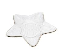 Cabilock Plato de Frutas de Cristal Borde Dorado Forma de Estrella 1 Pieza Vidrio Transparente para Cocina Decoración y Almacenamiento en Hogar Vajilla Multifunción para Eventos y Uso