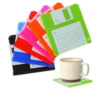 Cabilock Posavasos de silicona retro con 6 posavasos antideslizantes aislados para bebidas frías y calientes, posavasos de disquetes, respetuoso con el medio ambiente, reutilizable