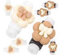 Cabilock Protectores de Cable de Datos Adorables para Carga y Conexión, Diseño de Dibujos Animados para Hogar y Oficina, 8 Piezas de Plástico Resistente en Colores Beige y Café Flores