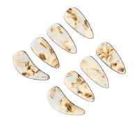 Cabilock Protectores de Uñas para Guzheng, 8 Piezas de Uñas Postizas Pequeñas en Color Té Claro, Material de Polímero de Alta Resistencia, Diseño Ergonómico de Doble Curva para Práctica