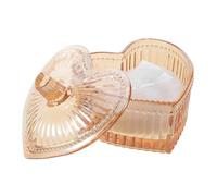 Cabilock Puff para Polvos en Forma de Corazón con Recipiente de Vidrio y Felpa Delicada, Portátil y Elegante para Maquillaje en Bodas y Fiestas