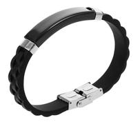 Cabilock Pulsera Deportiva para Ejercicio, Pulsera de Silicona y Acero Inoxidable, Negra, Fácil de Poner, Suave Material, para Hombre, Estilo Casual, para Bar y Banda