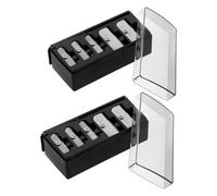 Cabilock Sacapuntas de Maquillaje 2 Unidades con 5 Agujeros para Lápices de Cejas, Labios y Ojos, Afilador Manual Negro con Tapa, Portátil para Cuidado y Precisión Cosmética en Viajes