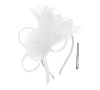 Cabilock Sombrero Fascinador con Plumas Artificiales y Flores Cabeza de Malla Blanco Ligero y Resistente al Color, Adecuado para Cócteles y Fiestas de Destino