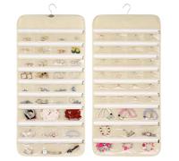 Cabilock Soporte para aretes, 1 soporte para joyas, organizador de joyas de doble cara, con cremallera, bolsillo para joyas, organizador de joyas, organizador de joyas para colgar en la pared