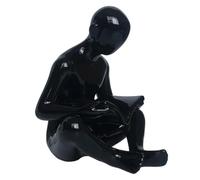 Cabilock Sujetalibros Decorativo de Resina Negro Figura de Persona Leyendo para Hogar y Oficina Adorno Moderno para Estanterías y Escritorio Accesorio Funcional y Artístico