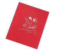 Cabilock Tarjeta de Felicitación Navideña 3D de Papel Diseño de Barco Tamaño 15X15 CM Colorido y Pop-Up Adecuado para Navidad y Felicitaciones Festivas