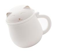 Cabilock Taza de Cerámica con Colador para Infusiones Taza Decorativa y Práctica para Café o Leche para Oficina y Hogar Diseño Zen Blanco