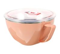 Cabilock Tazón de Acero Inoxidable con Tapa y Asa, Fiambrera Térmica Resistente al Calor para Sopa y Alimentos, Adecuado para Cocina y Camping, Color Rosa