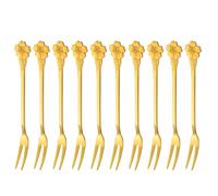 Cabilock Tenedores de Fruta de Acero Inoxidable Dorados 10 Piezas Tenedores para Aperitivos y Postres Diseño de Flor de Cerezo Ligeros y Compactos para Hogar Restaurantes y Fiestas