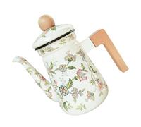 Cabilock Tetera de Esmalte Resistente al Calor con Mango de Madera Tetera para Infusión de Sueltas Multifuncional para Té Frío y Caliente Diseño Elegante para Uso Hogar y Sala de