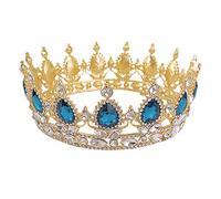 Cabilock Tiara Barroca Elegante Cristales en Forma de Gota para Bodas y Ocasiones Obsequios, Adorno Liviano y Resistente de Aleación Verde para Cabello