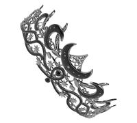 Cabilock Tiara Diadema de Luna Novia Estrellas Diseño en y Metal Negro Cómoda y Versátil Halloween Estilo Único y Encanto Distintivo para Bodas Cosplay