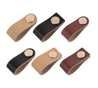 Cabilock Tiradores de Armario Decorativos 6 Tiradores de Cobre y Cuero para Muebles Fáciles de Instalar y Cómodos, Ideales para Puertas y Cajones