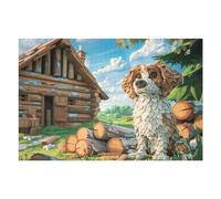 Cabin Caniche en la Granja Rompecabezas 1000 Piezas Cartón para Principiantes Días Lluviosos Tiempo Libre En Casa para Reyes Magos Detalle De Cumpleaños 1000 PCS