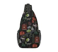 Cabin Lodge Reindeers Moose Country Small Sling Bag para Hombres y Mujeres Crossbody Mochila Ciclismo Senderismo Mochila Pecho Bolso de Hombro