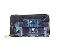 Cabin Of The Future - Cartera larga con cremallera para mujer, 7.48 x 4.13 pulgadas, viene con ranuras para tarjetas de crédito en el interior, ligera y duradera., Negro -, Talla única, Moderno