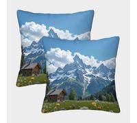 Cabina Alpina - Estilo de retiro de montaña Fundas Cojines Para Sofá 2 Piezas Disponible todas las estaciones Funda De Almohada Decorativo Para Sala Almohadas Fundas De Estar Sofás Jardín 45x45cm