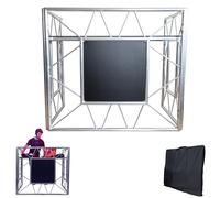 Cabina de DJ | Mesa de DJ | Cabina de DJ portátil para Fiestas | Cabina de DJ Plegable | Superficie óptima para Todo su Equipo de DJ | Cabina de DJ con Mesa Negra