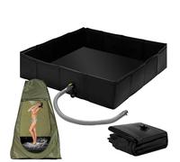 Cabina De Ducha Al Aire Libre - Cuenca Portátil Impermeable Con Drenaje, Tanque Plegable Flexible, Instalación Rápida Duradero | Baño Temporal Para Mascotas Camping Playa Senderismo Usati