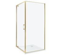 Cabina de ducha cuadrada de vidrio templado una puerta dorado 90 x 90 x 185 cm Darli