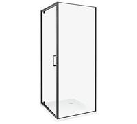 Cabina de ducha cuadrada de vidrio templado una puerta negro 70 x 70 x 185 cm Darli