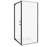 Cabina de ducha cuadrada de vidrio templado una puerta negro 90 x 90 x 185 cm Darli