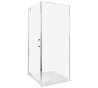 Cabina de ducha cuadrada de vidrio templado una puerta plateado 80 x 80 x 185 cm Darli