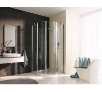 Cabina de ducha de un cuarto de círculo de coral con puerta giratoria y panel fijo - media parte de myDay VPFS radio 500 derecha 75 715-735x2000mm, VB22307520AP1, Cabinas de ducha: Marco: Plata mate, 