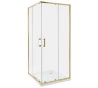 Cabina de ducha vidrio templado puerta doble corredera dorado 80 x 80 x 185 cm Tela