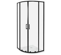 Cabina de ducha vidrio templado puerta doble corredera negro 80 x 80 x 185 cm Jukatan