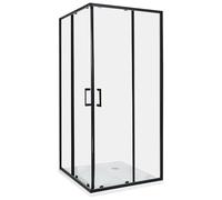 Cabina de ducha vidrio templado puerta doble corredera negro 90 x 90 x 185 cm Tela