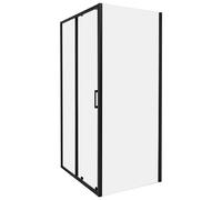 Cabina de ducha vidrio templado una puerta negro 80 x 100 x 185 cm Yoro