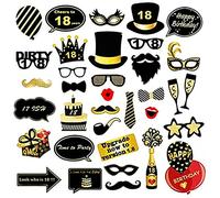 Cabina de Fotos Accesorios Photo Booth Selfie Accesorios para fotomatón de 18 cumpleaños, 35 Piezas, Kit de Bricolaje Adecuado para él o Ella, celebración de 18 cumpleaños, propulsión de fotomatón
